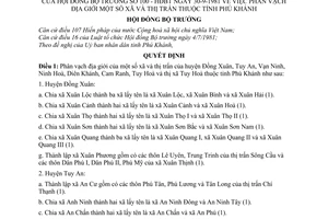 Quyết định 100-HĐBT phân vạch địa giới xã thị trấn tỉnh Phú Khánh
