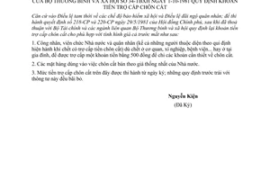 Thông tư 34-TBXH quy định khoản tiền trợ cấp chôn cất