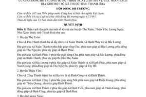 Quyết định 102-HĐBT phân vạch địa giới xã thuộc tỉnh Thanh Hoá