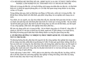 Nghị quyết 108-HĐBT phát triển nông nghiệp, lâm nghiệp ở tỉnh miền núi và trung du Bắc bộ