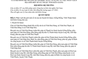 Quyết định 109-HĐBT phân vạch địa giới xã thuộc tỉnh Kiên Giang