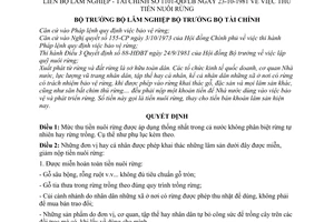 Quyết định 1101-QĐ/LB thu tiền nuôi rừng