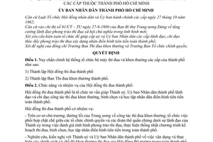Quyết định 242/QĐ-UB kiện toàn tổ chức bộ máy làm công tác thi đua khen thưởng các cấp thuộc thành phố Hồ Chí Minh