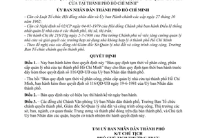 Quyết định 244/QĐ-UB “Bản quy định tạm thời về phân công, phân cấp quản lý nhà cửa tại thành phố Hồ Chí Minh