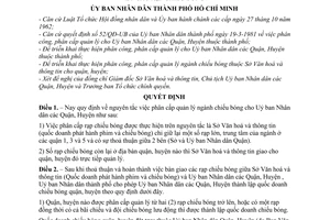 Quyết định 246/QĐ-UB phân cấp cho Ủy ban nhân dân các quận, huyện trực tiếp quản lý các rạp chiếu bóng