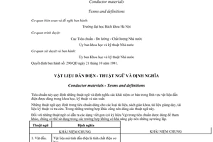Tiêu chuẩn Việt Nam TCVN 3676:1981 về vật liệu dẫn điện - Thuật ngữ và định nghĩa do Ủy ban Khoa học và Kỹ thuật Nhà nước ban hành