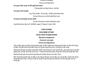 Tiêu chuẩn Việt Nam TCVN 3684:1981 về thiết bị điện - Khái niệm cơ bản - Thuật ngữ và định nghĩa do Ủy ban Khoa học và Kỹ thuật Nhà nước ban hành