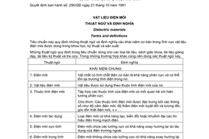 Tiêu chuẩn Việt Nam TCVN 3681:1981 về vật liệu điện môi - Thuật ngữ và định nghĩa do Ủy ban Khoa học và Kỹ thuật Nhà nước ban hành