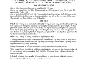 Nghị định 143-HĐBT quy định chức năng, nhiệm vụ, quyền hạn và tổ chức Bộ tư pháp