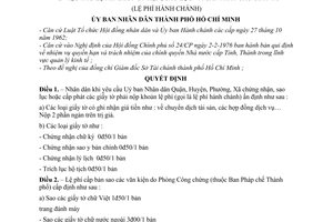 Quyết định 1242/QĐ-UB thu lệ phí chứng nhận, sao lục và cấp phát giấy tờ