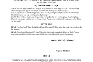 Quyết định 1765-QĐ  Điều lệ tổ chức hoạt động giáo dục cấp chính quyền địa phương