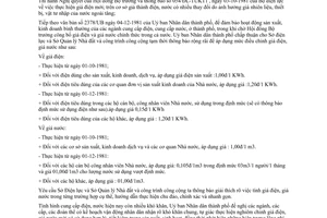 Công văn 2511/UB điều chỉnh giá điện, giá nước