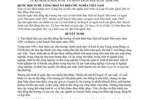 Nghị quyết kế hoạch Nhà nước và ngân sách Nhà nước năm 1982