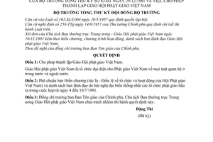 Quyết định 83-BT cho phép thành lập Giáo Hội phật giáo Việt Nam