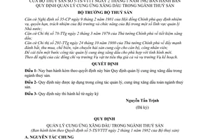 Quyết định 5-TS/VTTT bản Quy định quản lý cung ứng xăng dầu trong ngành thuỷ sản