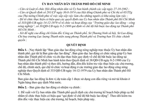 Quyết định 05/QĐ-UB thành lập Ban giáo dục lao động công nông nghiệp trực thuộc Ủy ban nhân dân thành phố