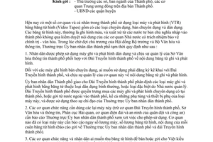 Công văn 39/UB quản lý các máy ghi và phát hình bằng băng từ (Vidéo Tapes Recorder) nhập vào thành phố