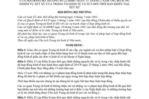 Nghị định 22-HĐBT bổ sung nhiệm vụ xét xử của Trọng tài kinh tế và sửa đổi thời hạn khiếu nại, xét xử