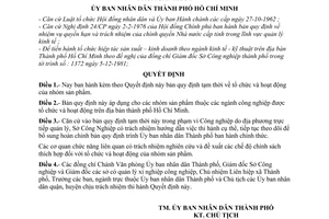 Quyết định 24/QĐ-UB quy định tạm thời tổ chức  hoạt động  nhóm sản phẩm