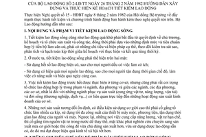 Thông tư 02-LĐ/TT xây dựng thực hiện kế hoạch tiết kiệm lao động