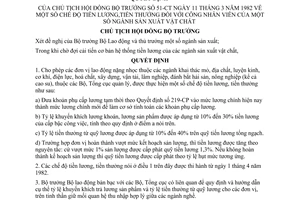 Quyết định 51-CT chế độ tiền lương, tiền thưởng công nhân viên ngành sản xuất vật chất