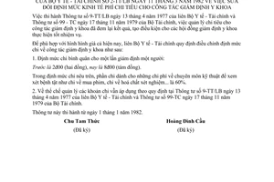 Thông tư liên bộ 2-TT/LB sửa đổi định mức kinh phí chi tiêu công tác giám định y khoa