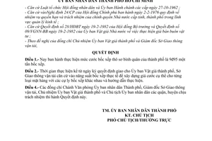 Quyết định 134/QĐ-UB giá cước bốc xếp thô sơ