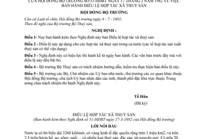 Nghị định 51-HĐBT Điều lệ hợp tác xã thuỷ sản