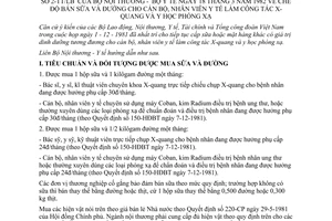 Thông tư liên bộ 2-TT/LB chế độ bán sữa đường cán bộ, nhân viên y tế công tác X-quang y học phóng xạ