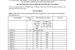 Quyết định liên bộ 13-QĐ/LB điều chỉnh mức thu tiền nuôi rừng