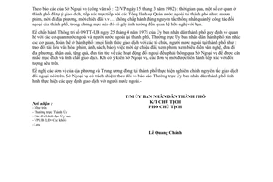 Công văn 601/UB chấp hành nguyên tắc giao dịch với các tổ chức người nước ngoài tại thành phố