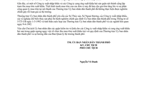 Công văn 718/UB thống nhất mạng lưới thu mua tôm xuất khẩu tại các chợ trong nội thành