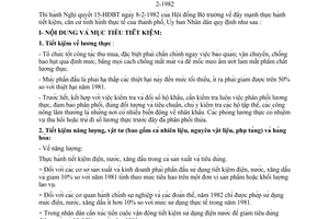 Thông tư 08/TT-UB đẩy mạnh tiết kiệm theo Nghị quyết 15-HĐBT