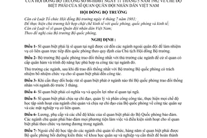Nghị định 86-HĐBT chế độ biệt phái của sĩ quan Quân đội nhân dân Việt Nam