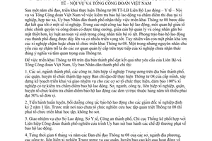 Chỉ thị 16/CT-UB tăng cường chỉ đạo thực hiện Thông tư 08 liên Bộ LĐ- YT-NV-TCĐLĐVN kiểm tra bảo hộ lao động chấm điểm thi đua xí nghiệp HTX