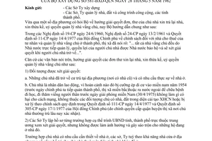 Công văn 581-BXD-QLN giải quyết đơn, thư của chủ nhà xin trả lại nhà, xin thừa kế, uỷ quyền quản lý nhà vắng chủ