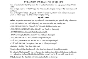 Quyết định 92/QĐ-UB  lập Ban chỉ đạo thực hành tiết kiệm thành phố