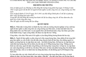 Quyết định 103-HĐBT chế độ thù lao tạm thời cho dân công