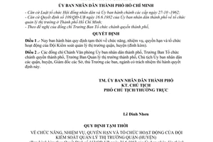 Quyết định 112/QĐ-UB tổ chức Đội Kiểm soát quản lý thị trường ở quận huyện