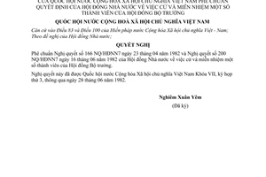 Nghị quyết phê chuẩn Quyết định của Hội đồng Nhà nước về việc cử và miễn nhiệm thành viên của Hội đồng Bộ trưởng