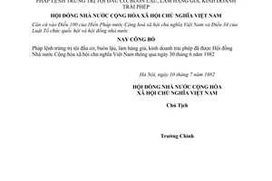 Lệnh công bố Pháp lệnh trừng trị các tội đầu cơ buôn lậu làm hàng giả