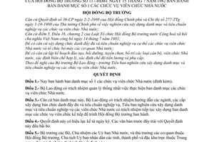 Quyết định 117-HĐBT bản danh mục số 1 chức vụ viên chức Nhà nước