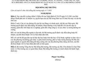 Nghị định 119-HĐBDT nhiệm vụ, quyền hạn của các Bộ trong lĩnh vực tổ chức bộ máy và cán bộ sửa đổi Điều 49 NĐ số 35-CP