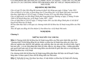 Nghị định 122-HĐBT chế độ quản lý các chương trình tiến bộ khoa học kỹ thuật trọng điểm của Nhà nước