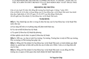 Nghị định 125-HĐBT/NĐ sửa đổi tổ chức bộ máy của Uỷ ban khoa học và kỹ thuật Nhà nước