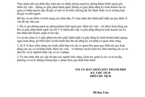Thông báo 193/TB-UB hoạt động phòng mạch tư khám bịnh ngoài giờ thẩm mỹ viện thành phố
