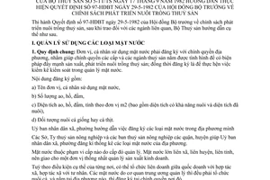 Thông tư 5-TT/TS chính sách phát triển nuôi trồng thuỷ sản hướng dẫn Quyết định 97-HĐBT