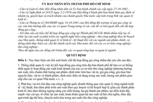 Quyết định 521/QĐ-UB cải tiến một bước chế độ hợp đồng gia công tại thành phố