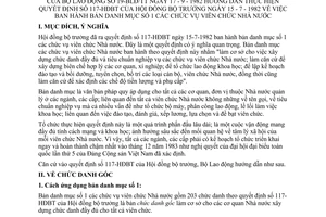 Thông tư 19-BLĐ/TT bản danh mục số 1 chức vụ viên chức Nhà nước hướng dẫn Quyết định 117-HĐBT