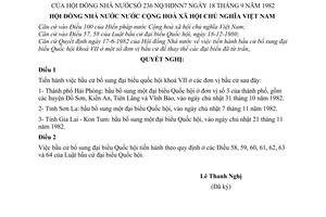 Nghị quyết 136/NQ/HĐNN7 tiến hành bầu cử bổ sung đại biểu Quốc hội khoá VII